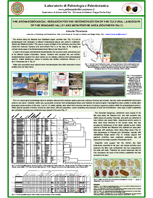 Florenzano A., The archaeobotanical research for the reconstruction of the cultural landscape of the Bradano valley and Metapontine area (southern Italy)